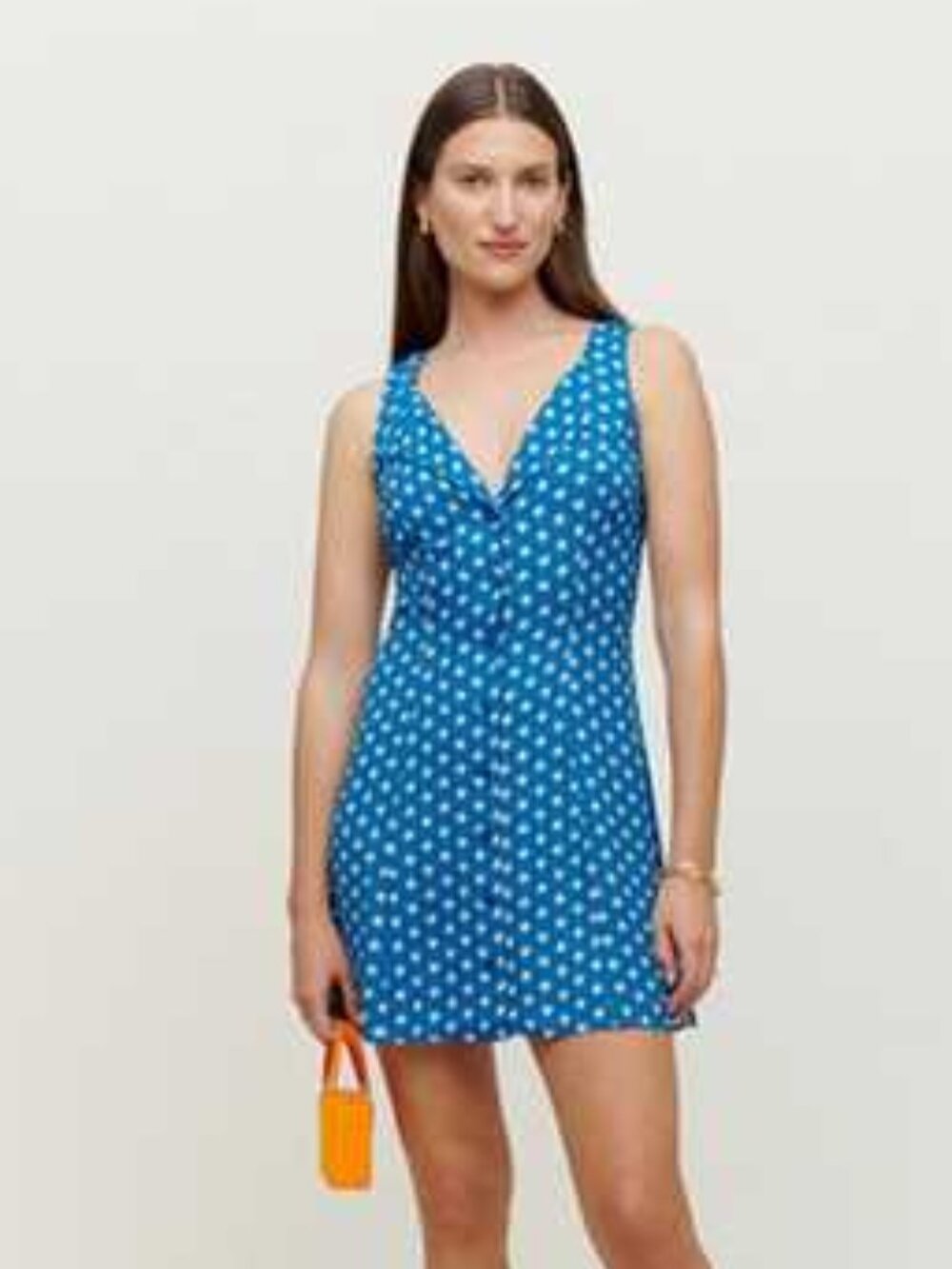 Reformation Rilynn Dress Blue Mini Collar Polka Dot Size 12